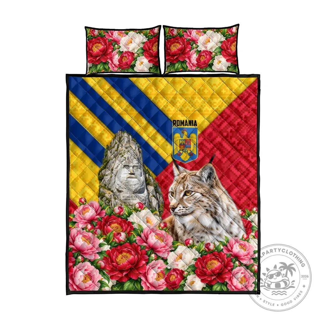 Romania Lynx and Decebalus Rex Traditional Folk Pattern Quilt Bed Set 8 Romania Lynx and Decebalus Rex Traditional Folk Pattern Quilt Bed Set