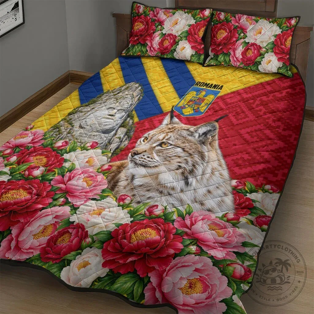 Romania Lynx and Decebalus Rex Traditional Folk Pattern Quilt Bed Set 9 Romania Lynx and Decebalus Rex Traditional Folk Pattern Quilt Bed Set