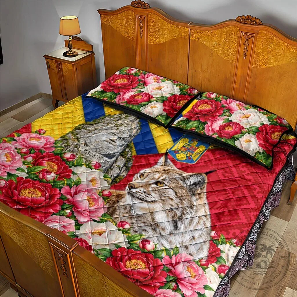 Romania Lynx and Decebalus Rex Traditional Folk Pattern Quilt Bed Set 10 Romania Lynx and Decebalus Rex Traditional Folk Pattern Quilt Bed Set
