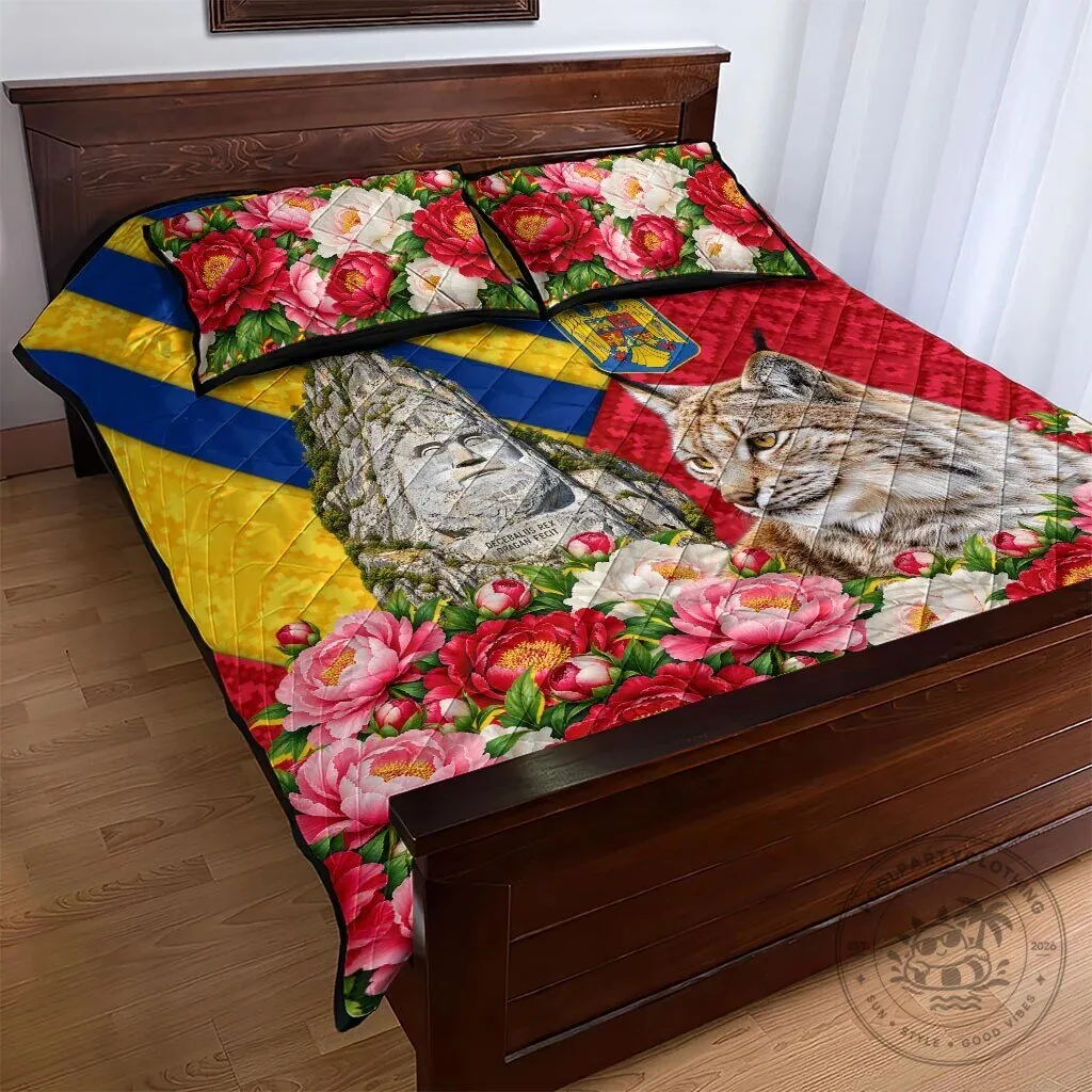 Romania Lynx and Decebalus Rex Traditional Folk Pattern Quilt Bed Set 11 Romania Lynx and Decebalus Rex Traditional Folk Pattern Quilt Bed Set