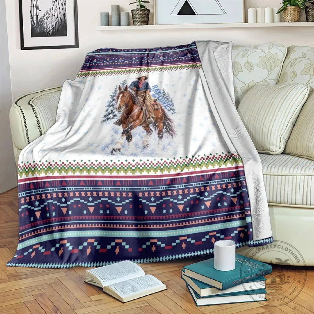 Nat Love African American Cowboy Winter Snow Fair Isle Pattern Blanket