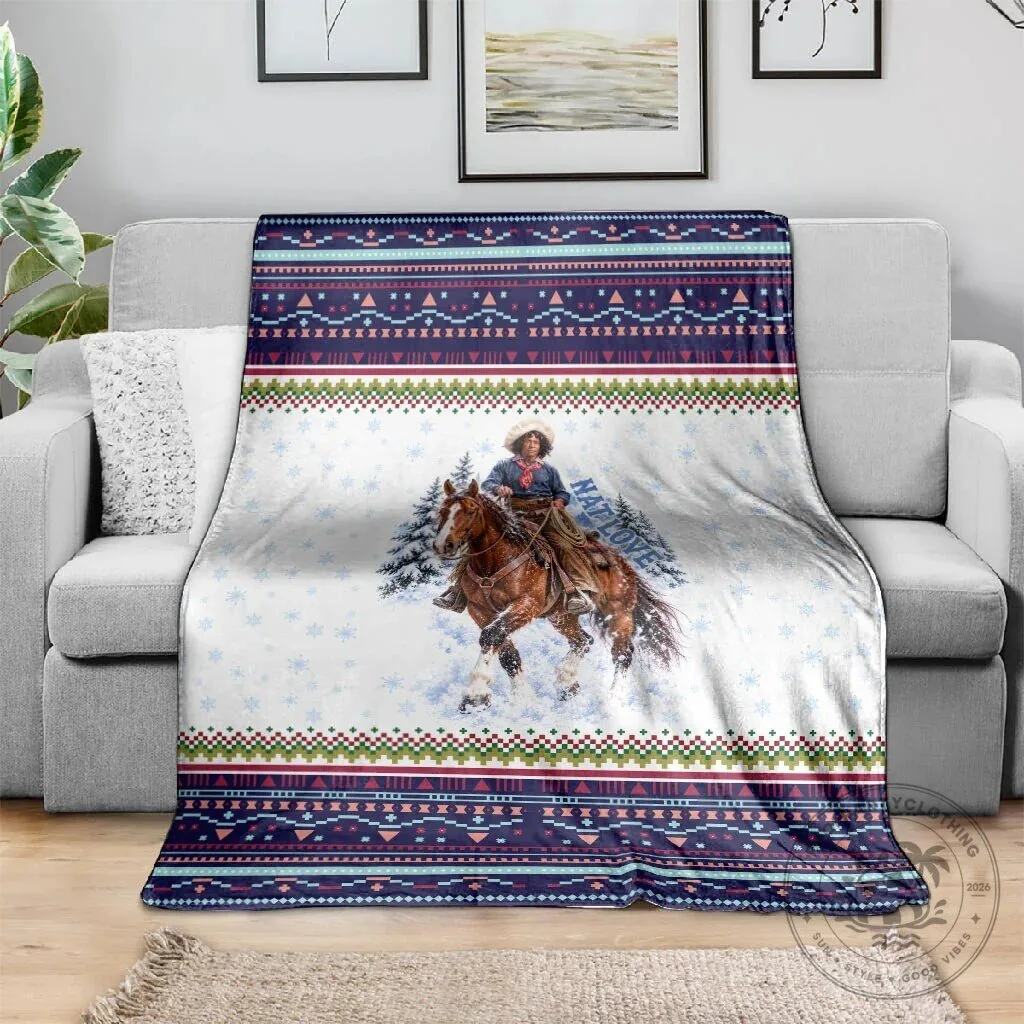 Nat Love African American Cowboy Winter Snow Fair Isle Pattern Blanket 8 Nat Love African American Cowboy Winter Snow Fair Isle Pattern Blanket