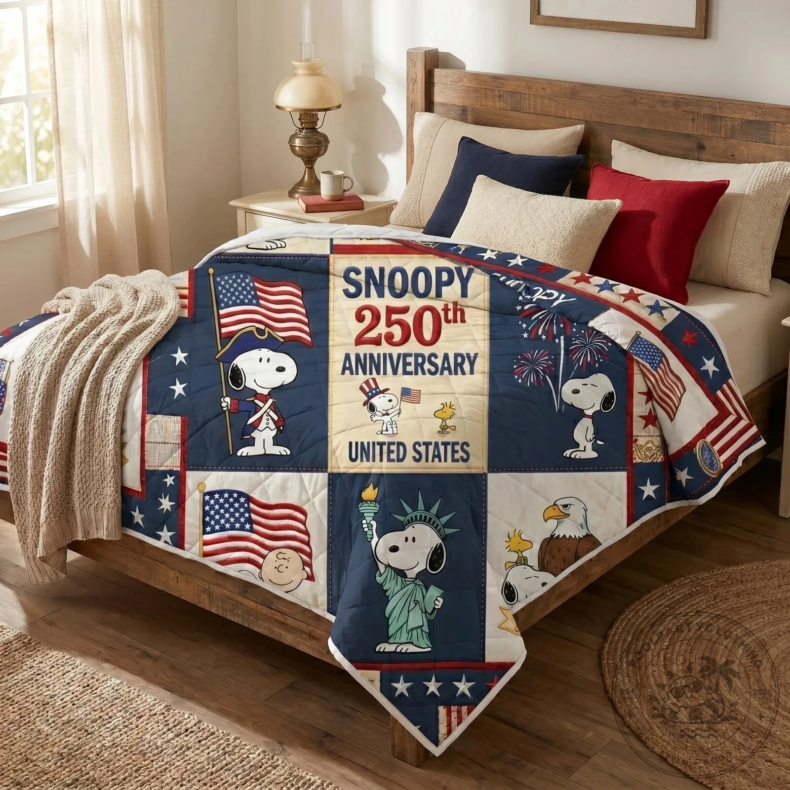Snoopy 250th Anniversary United States Patriotic Celebration Quilt Blanket 7 Snoopy 250th Anniversary United States Patriotic Celebration Quilt Blanket