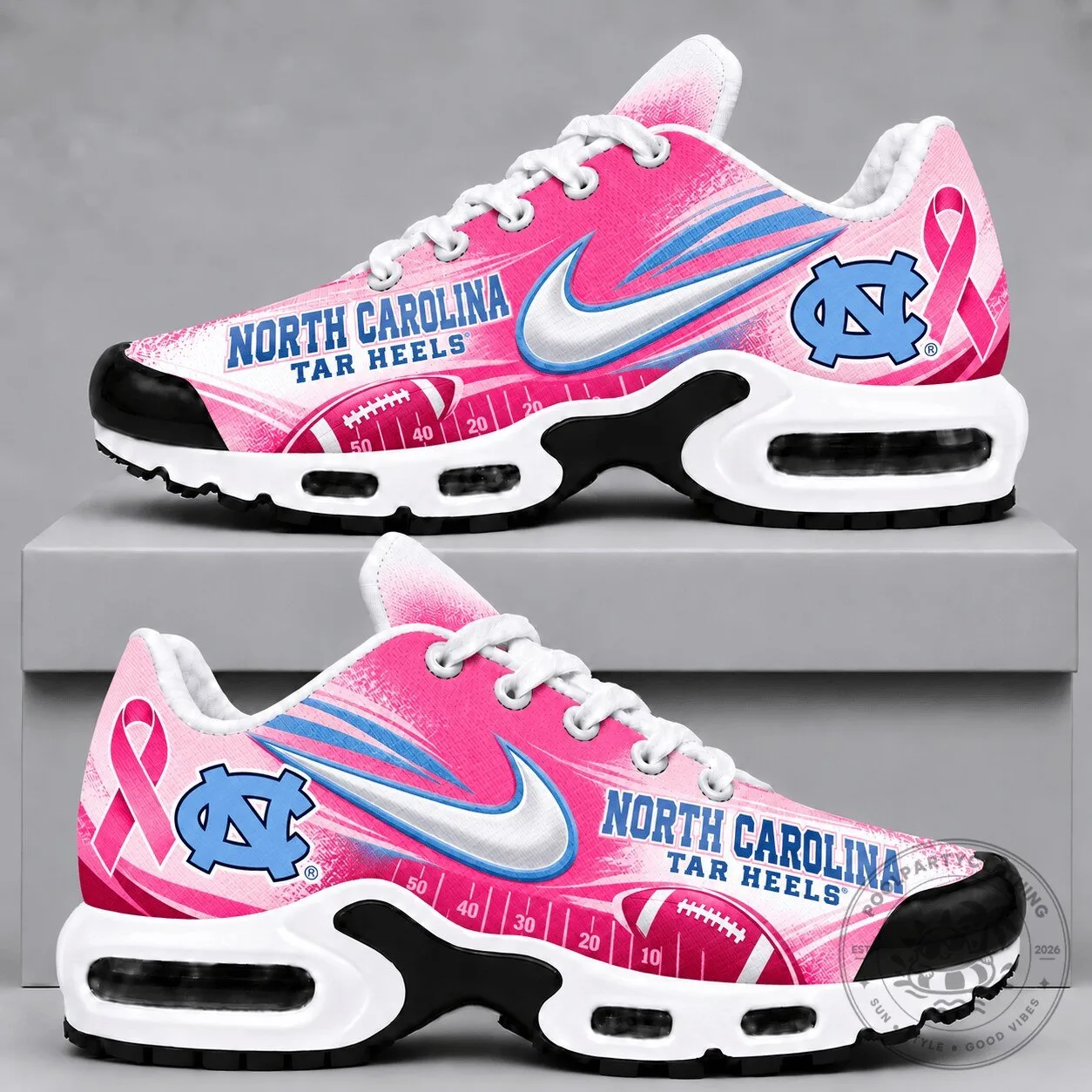North Carolina Tar Heels Breast Cancer Awareness Pink Running Shoes