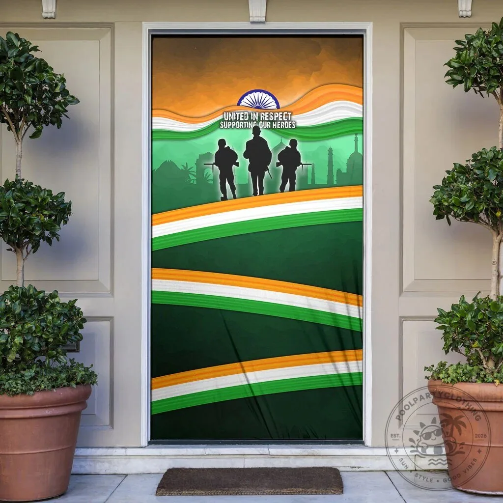 Indian Armed Forces Flag Day Patriotic Military Supporting Our Heroes Door Cover