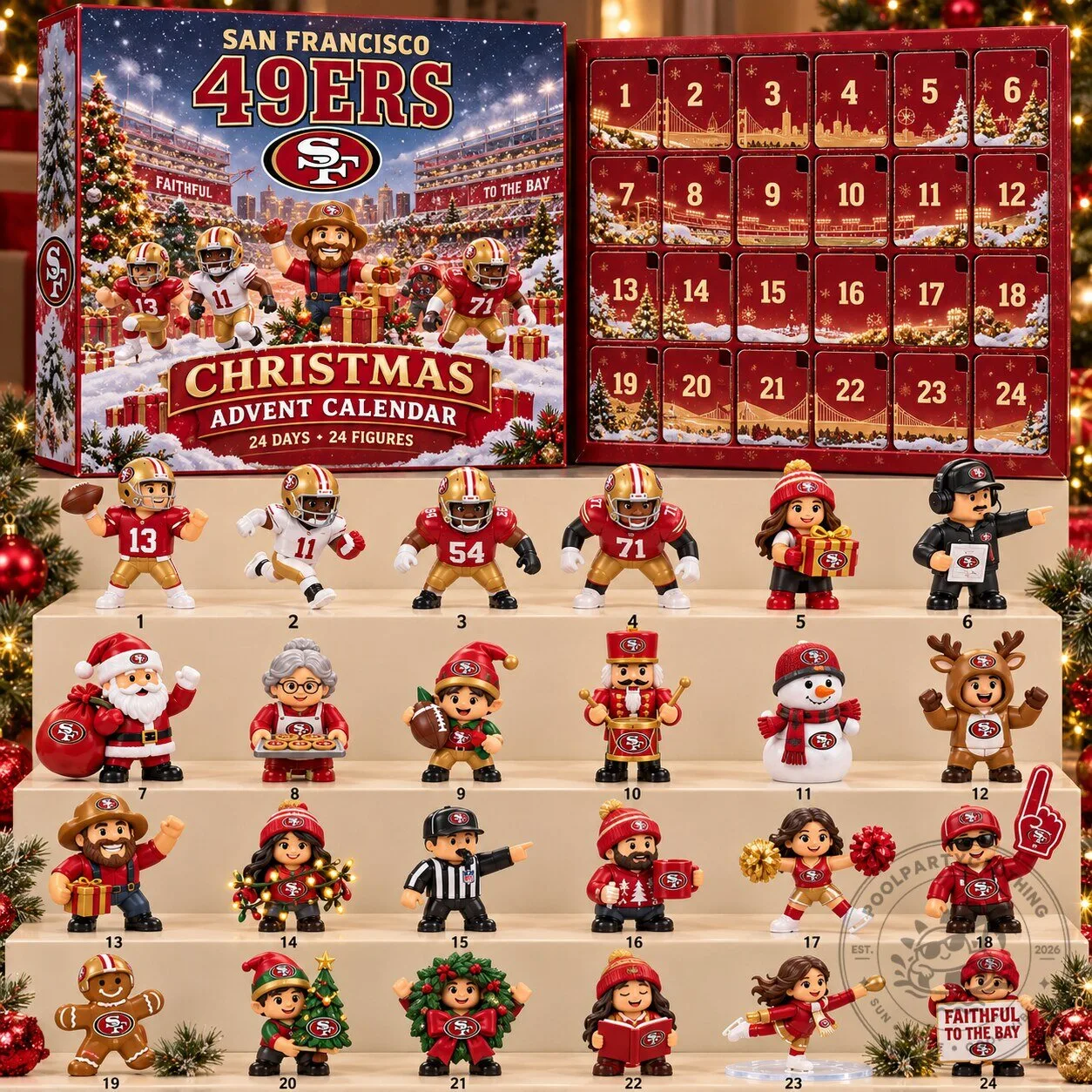 San Francisco 49ers Christmas Advent Calendar Holiday Countdown Blind Box
