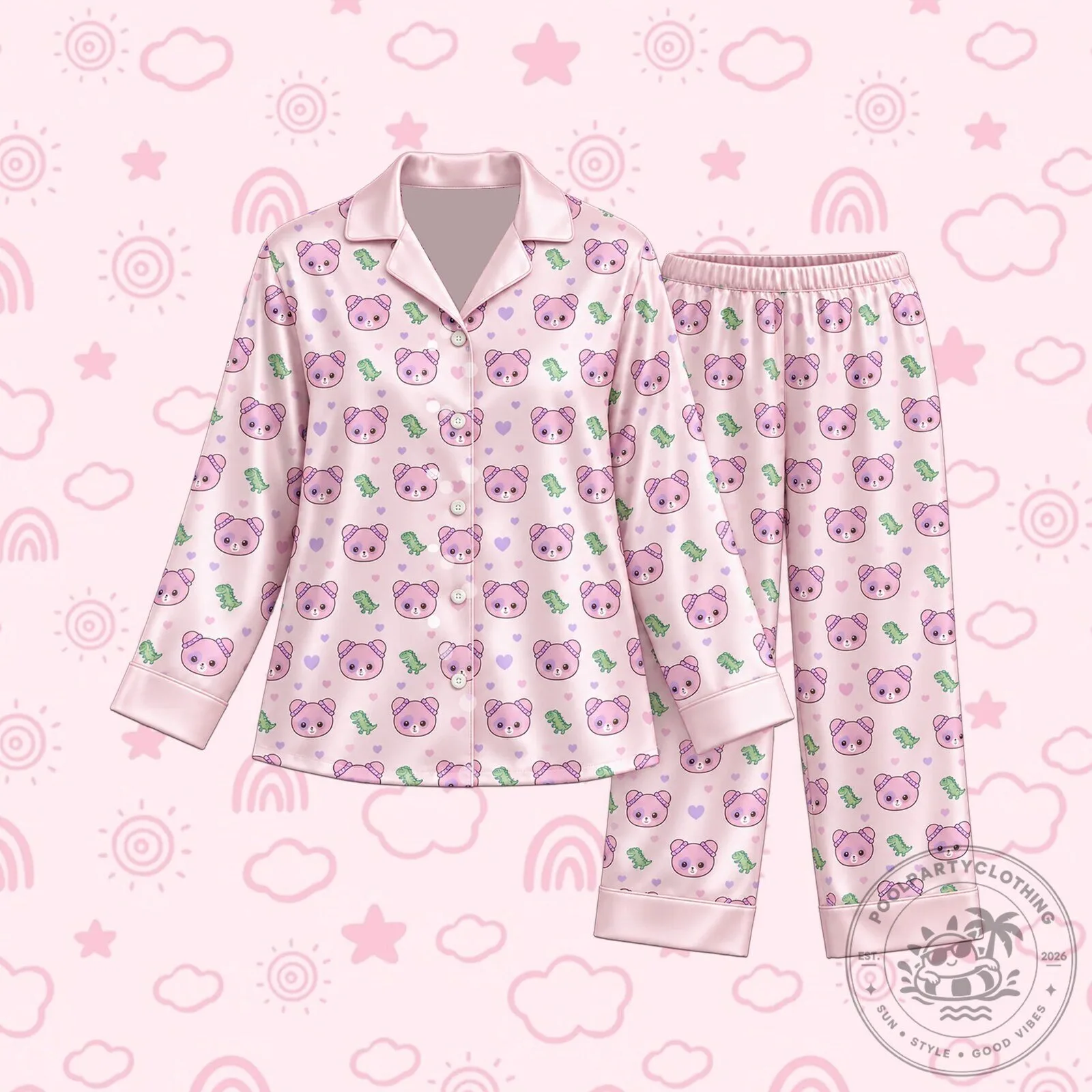 TWICE Sana Sham Sham Mascot Pastel Coquette Pink Pajama Set 2 TWICE Sana Sham Sham Mascot Pastel Coquette Pink Pajama Set