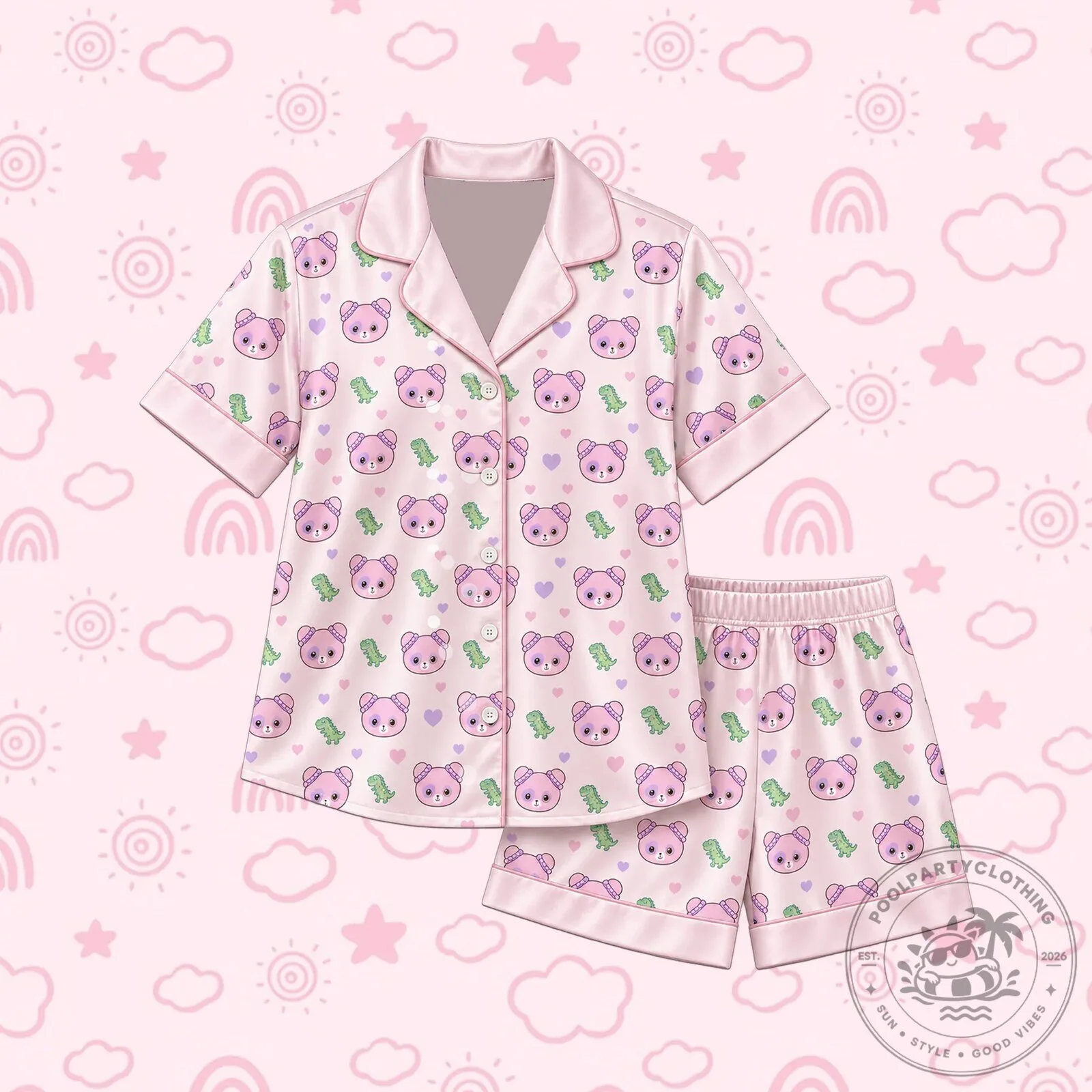 TWICE Sana Sham Sham Mascot Pastel Coquette Pink Pajama Set 5 TWICE Sana Sham Sham Mascot Pastel Coquette Pink Pajama Set
