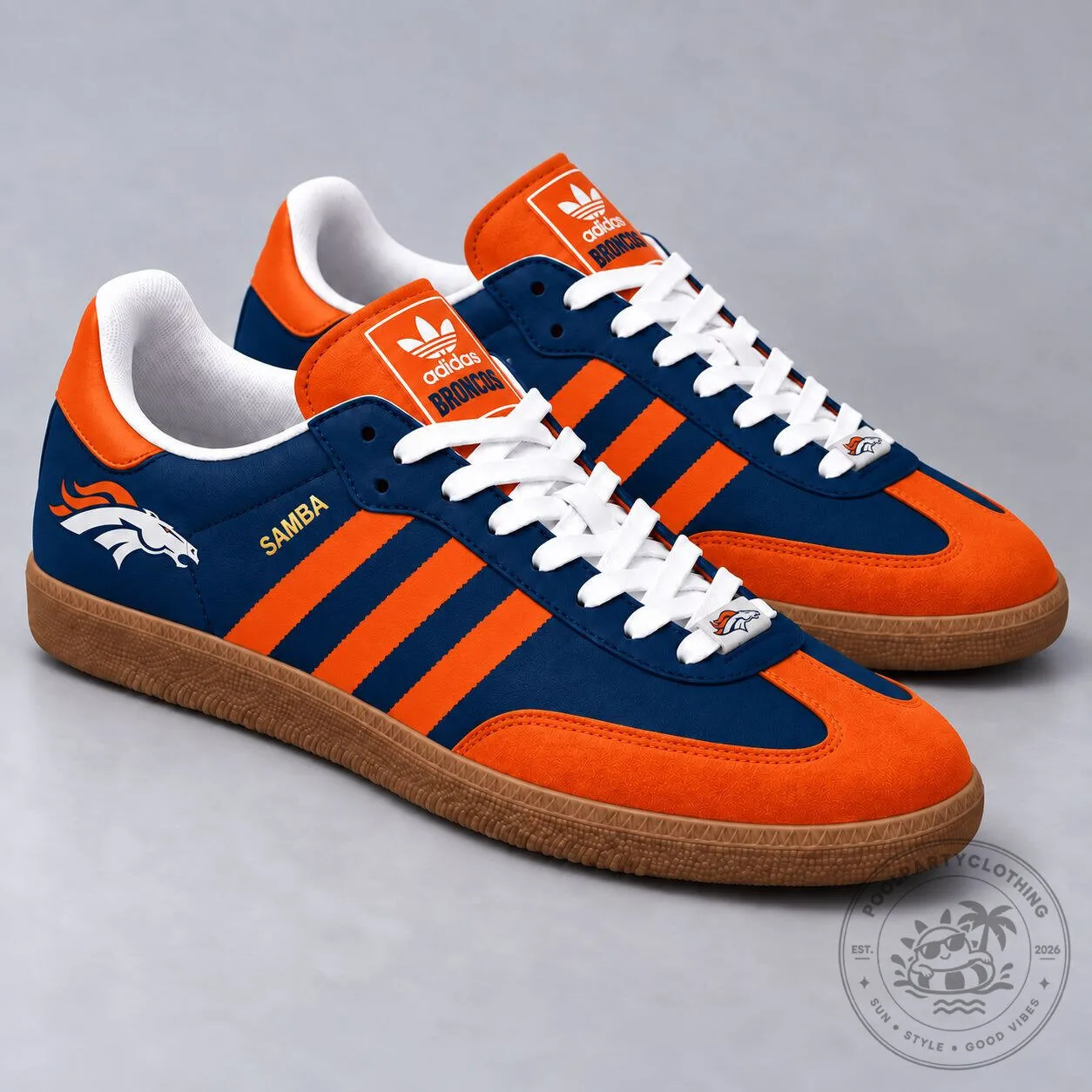 Denver Broncos National Football League Team Logo Samba Inspired Sneakers