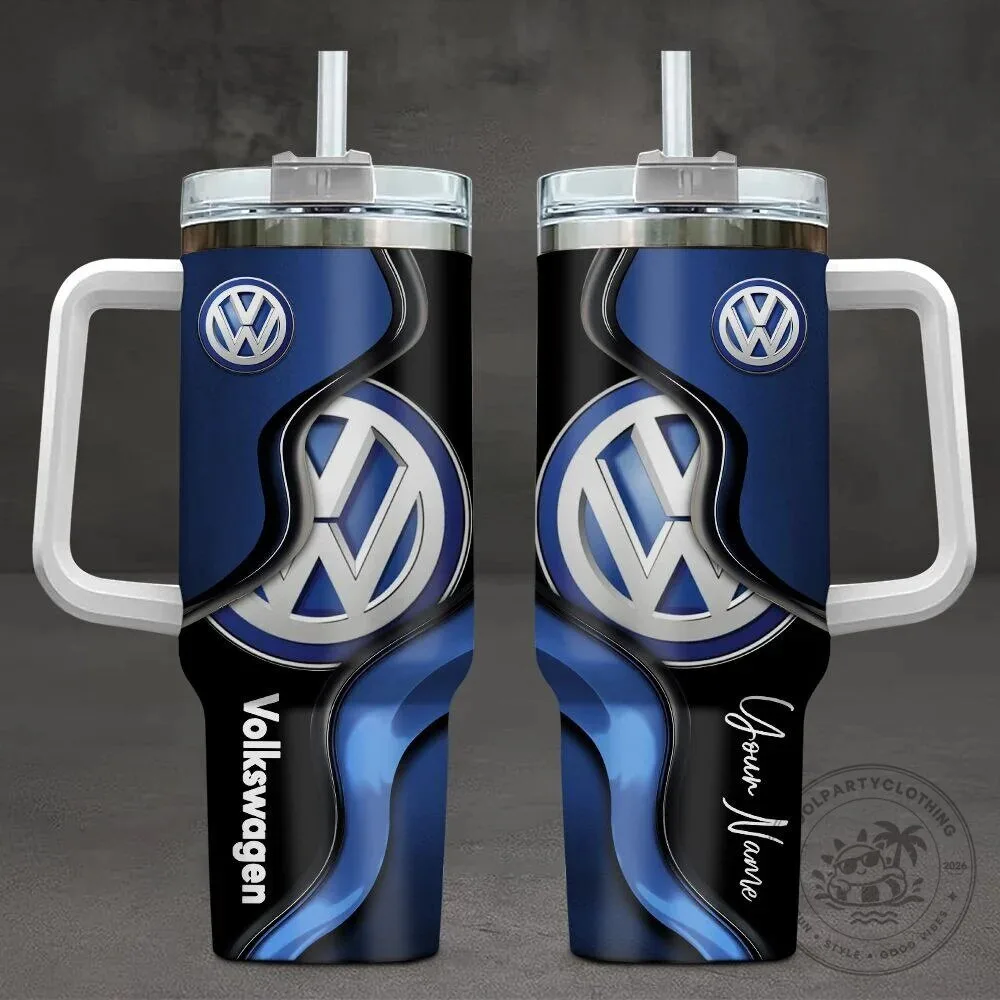 Volkswagen Custom Name Blue Black Swirl Pattern 40oz Tumbler with Handle 1 Volkswagen Custom Name Blue Black Swirl Pattern 40oz Tumbler with Handle