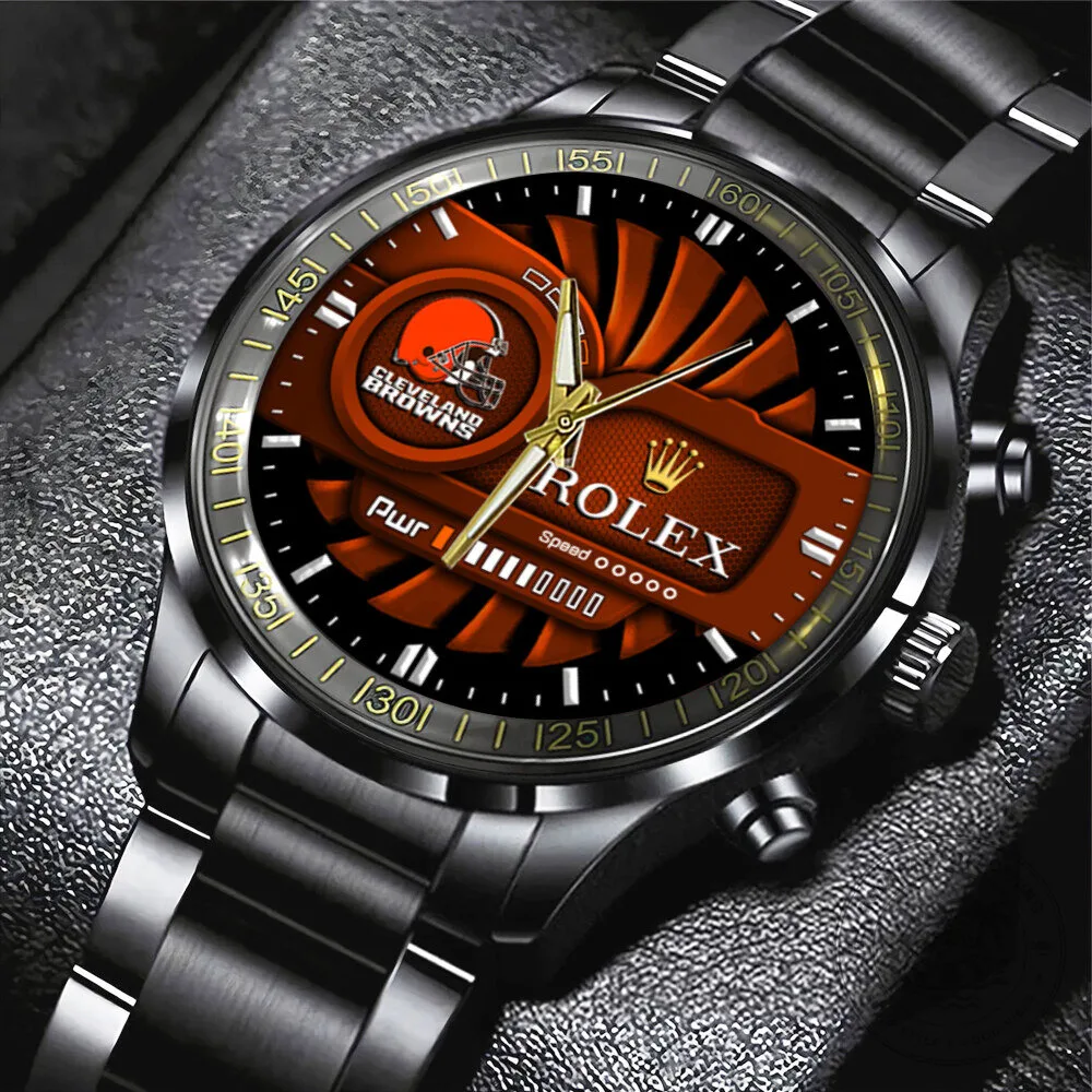 Cleveland Browns Rolex Black Stainless Steel Watch 1 Cleveland Browns Rolex Black Stainless Steel Watch