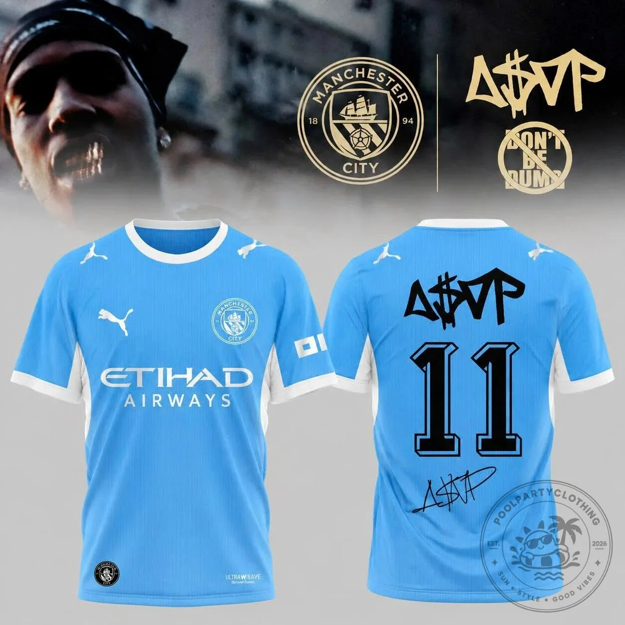 A$AP Rocky Manchester City Light Blue Football Jersey