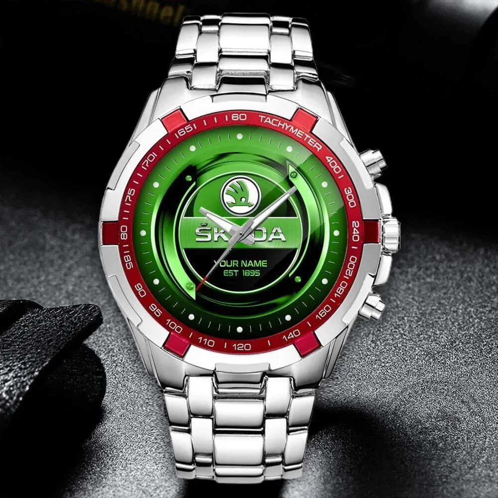 Elegant Fashion Design Stainless Steel Watch by Skoda with Custom Name Feature