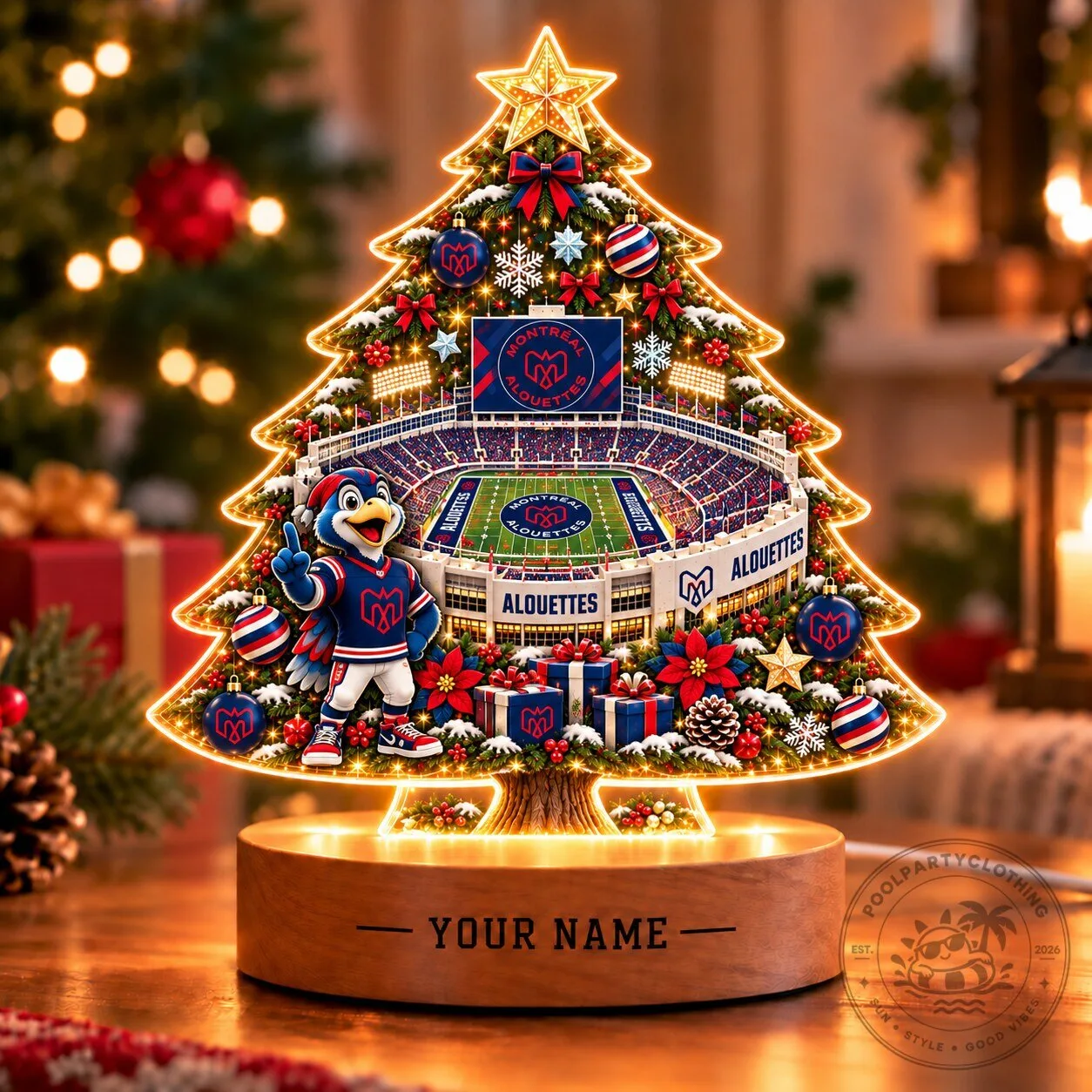 Montreal Alouettes Canadian Football League Christmas Tree LED Light Personalized