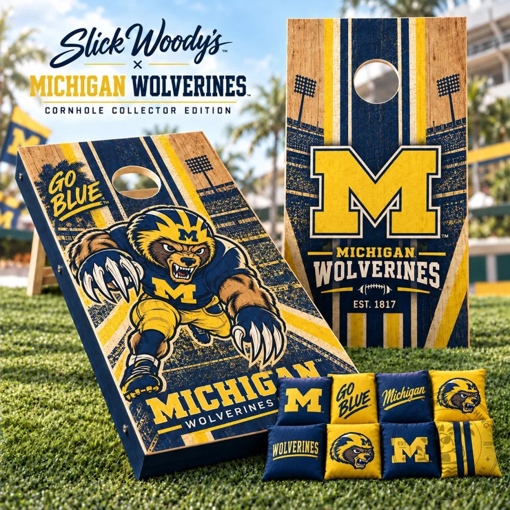Michigan Wolverines Go Blue College Football Cornhole Game Set Michigan Wolverines Go Blue College Football Cornhole Game Set