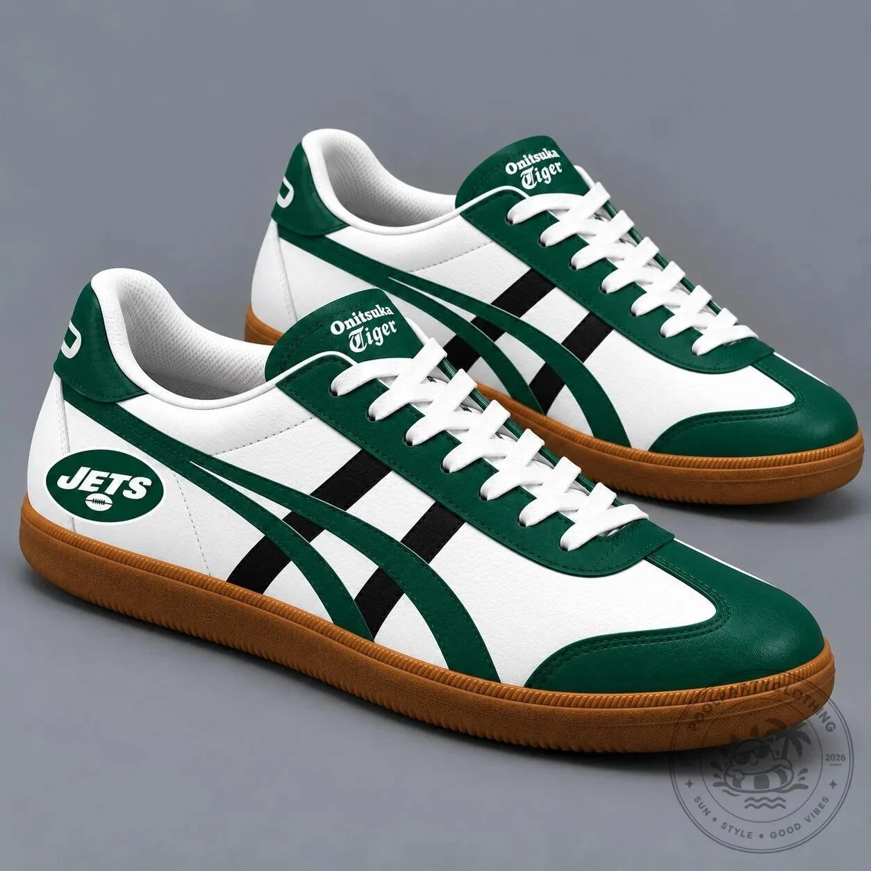 New York Jets NFL Team Logo White and Green Sneakers