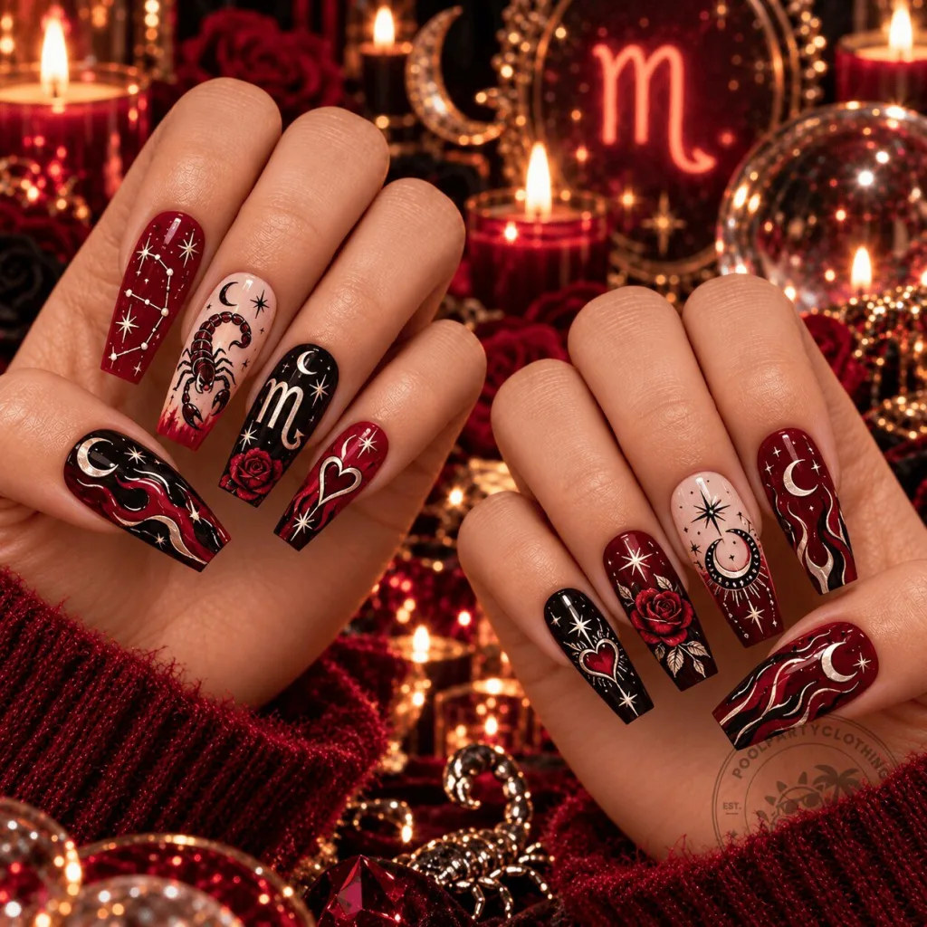 Scorpio Zodiac Dark Romance Mystic Press-On Nails Set Scorpio Zodiac Dark Romance Mystic Press-On Nails Set