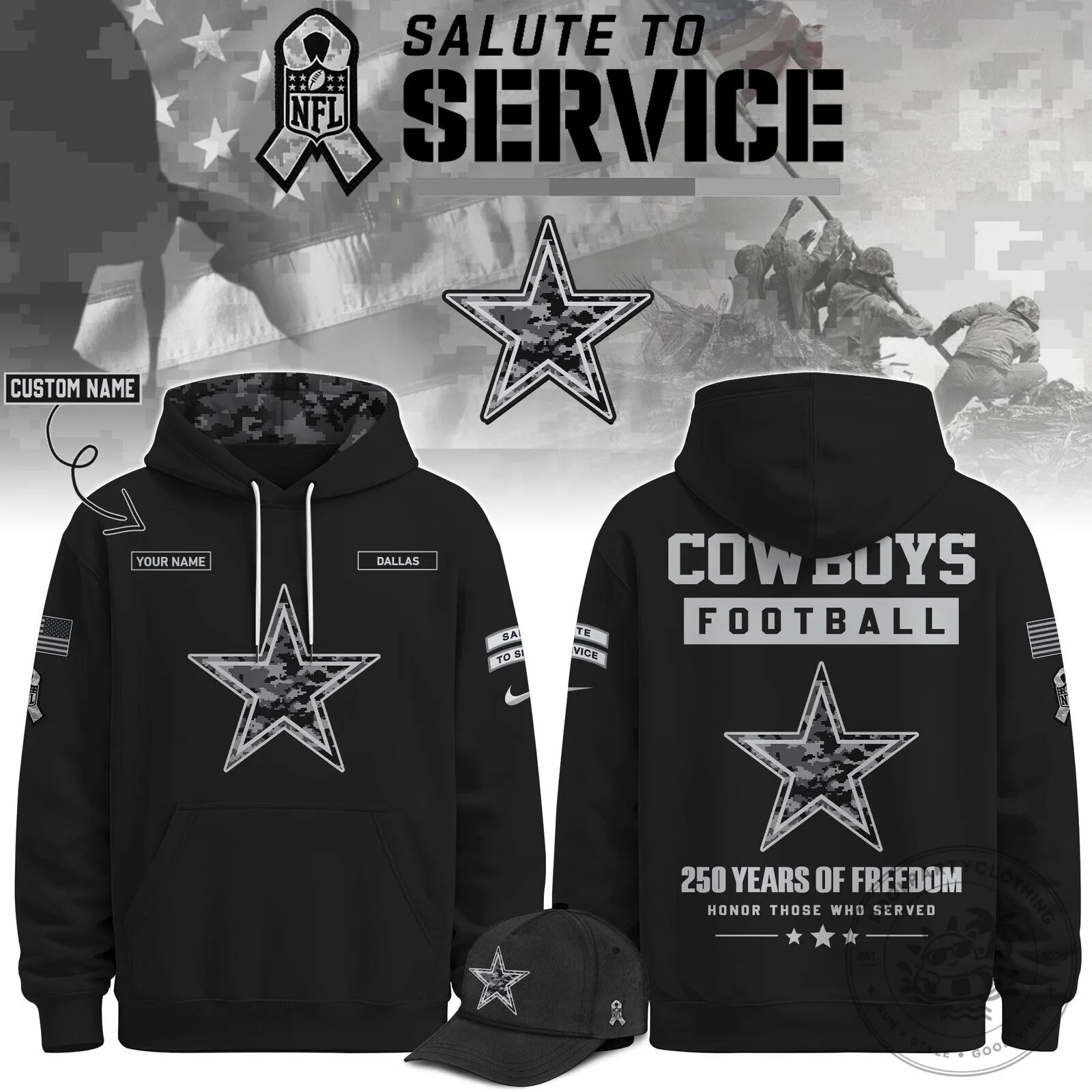 Dallas Cowboys Salute To Service Veterans Day Football Team Hoodie