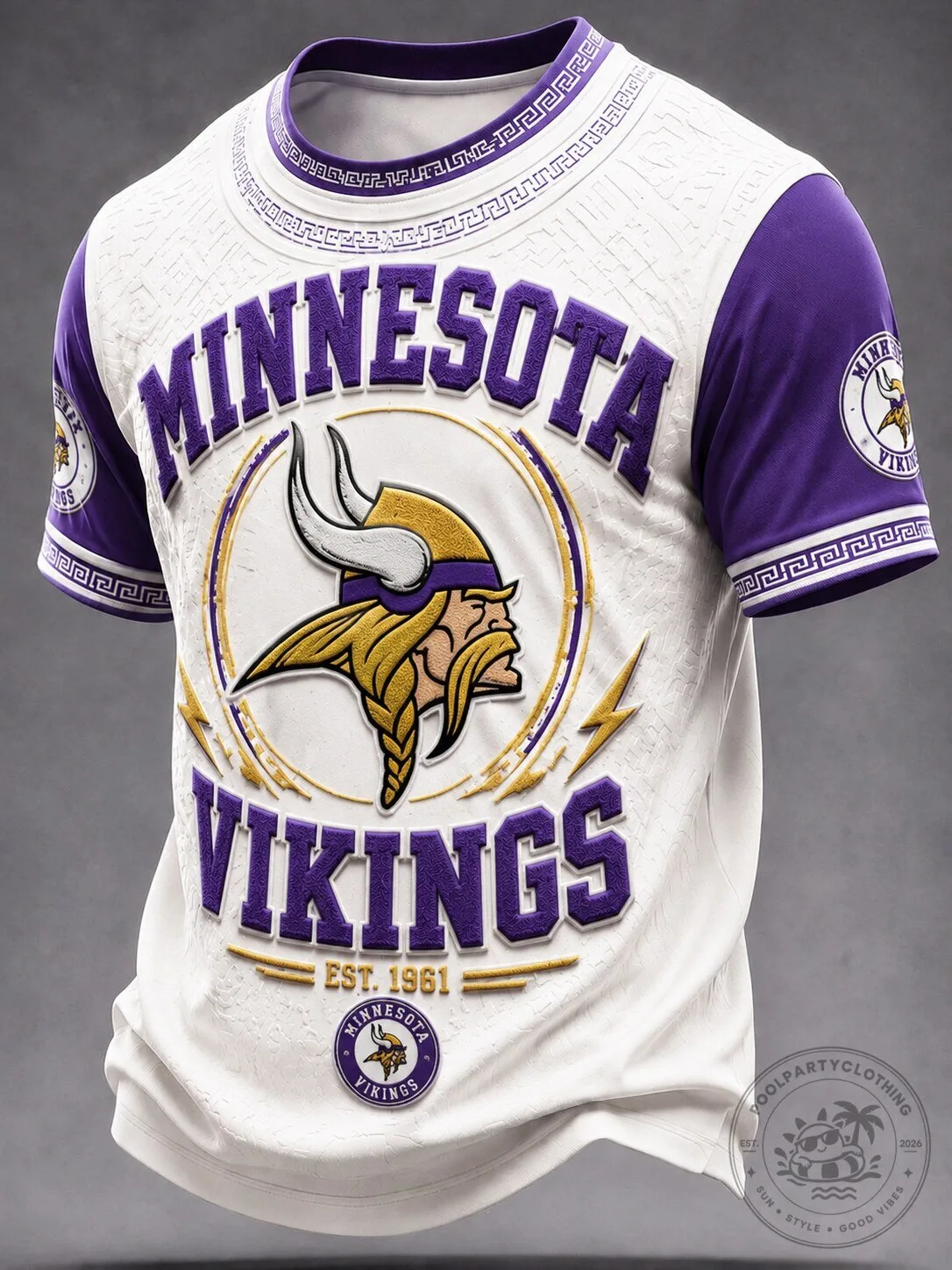 Minnesota Vikings NFL Football Team Logo White and Purple T-Shirt
