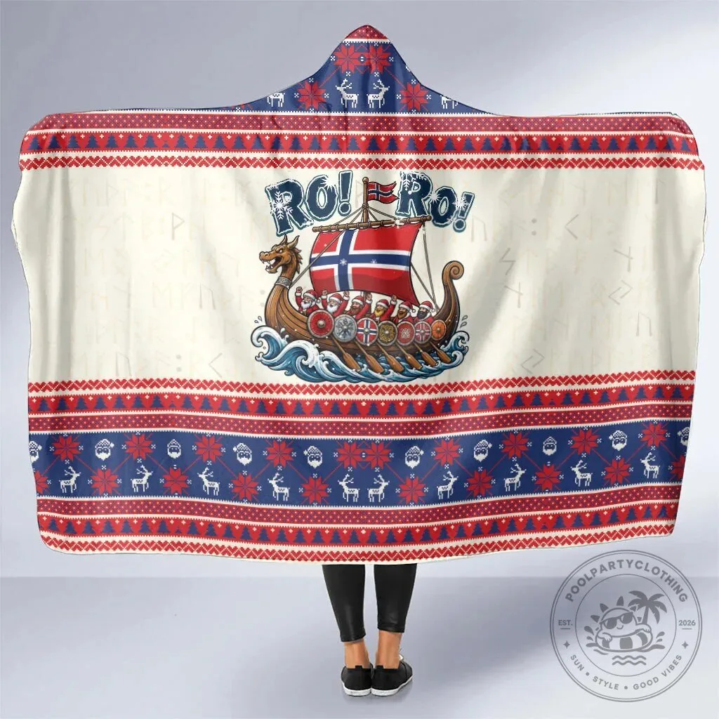 Norway Viking Ship Ro Ro Christmas Hooded Blanket
