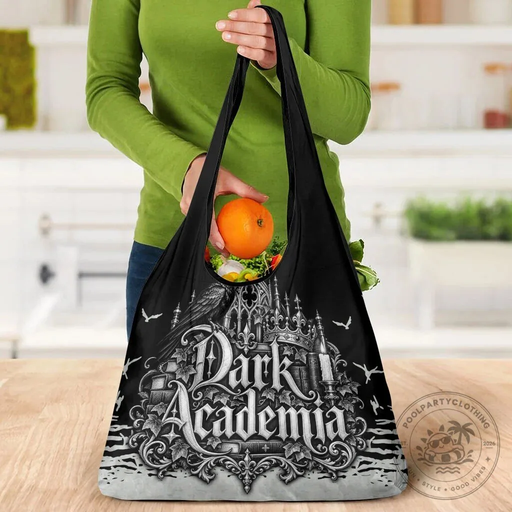 Dark Academia Raven Gothic Literature Vintage Bookish Aesthetic Reusable Grocery Bag 15 Dark Academia Raven Gothic Literature Vintage Bookish Aesthetic Reusable Grocery Bag