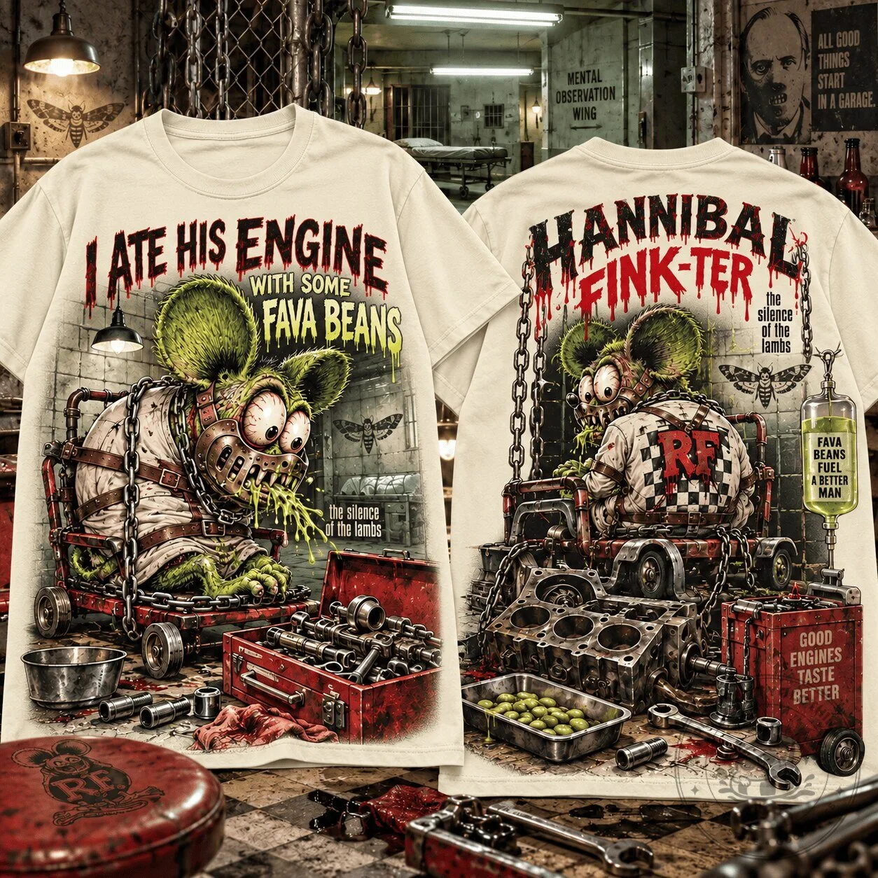 Silence of the Lambs Rat Fink Hannibal Finkter Horror Movie T-Shirt
