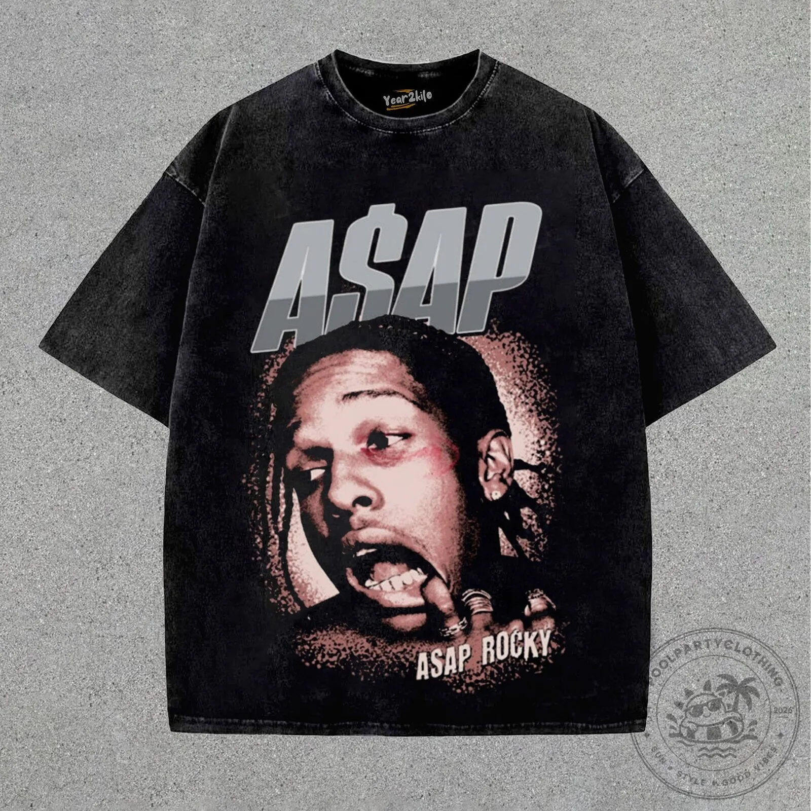 ASAP Rocky Vintage Bootleg Rap Music Concert Graphic Washed T-Shirt