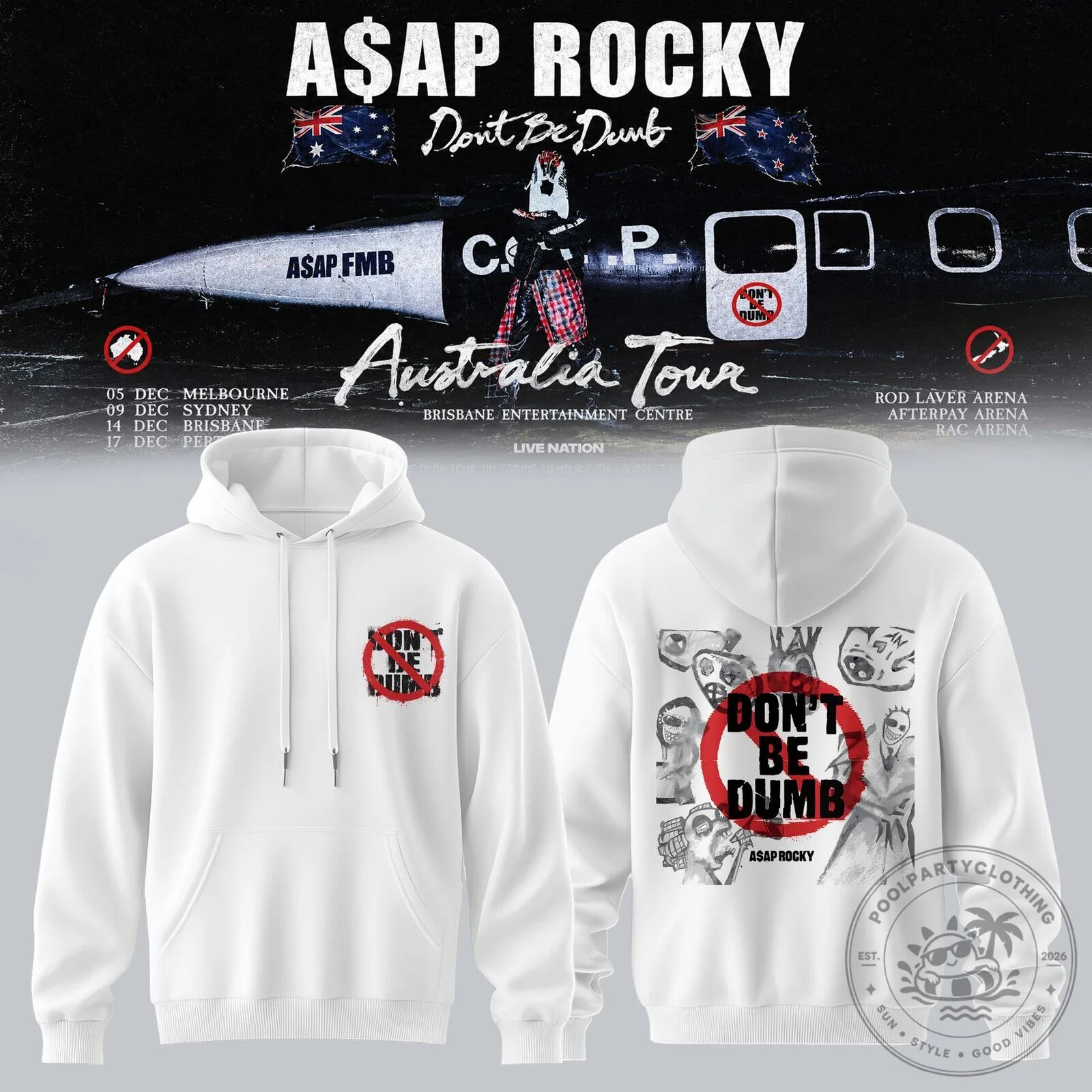 ASAP Rocky Don't Be Dumb Australia Tour White Hoodie 3 ASAP Rocky Don't Be Dumb Australia Tour White Hoodie