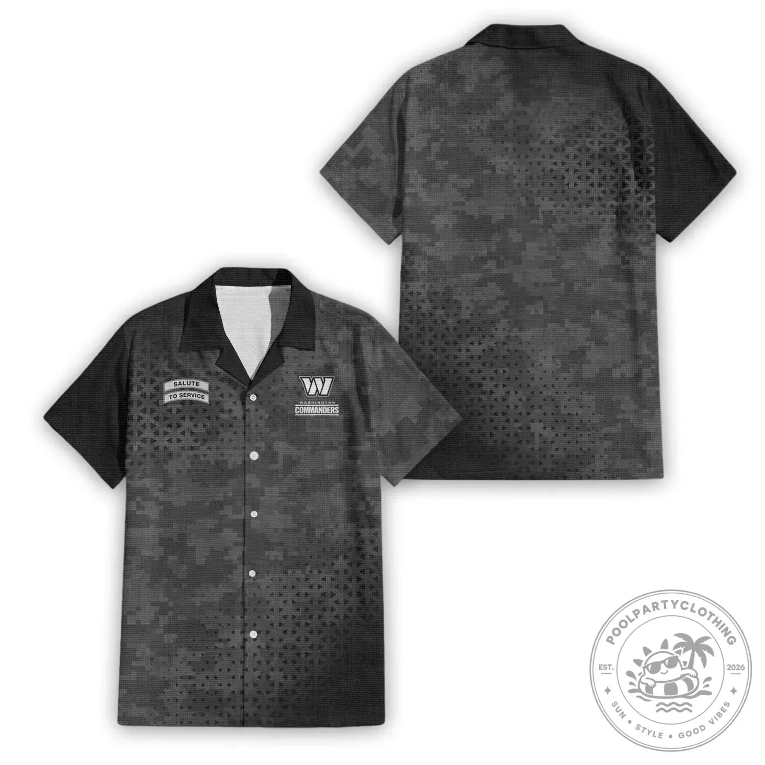 Washington Commanders Salute To Service Black Digital Camo Hawaiian Shirt