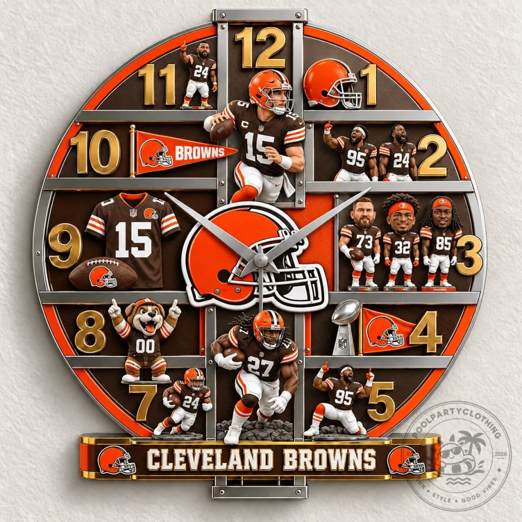 Cleveland Browns NFL Football Team Players Wall Clock Cleveland Browns NFL Football Team Players Wall Clock