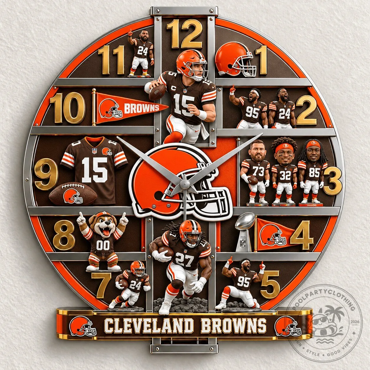 Cleveland Browns NFL Football Team Players Wall Clock