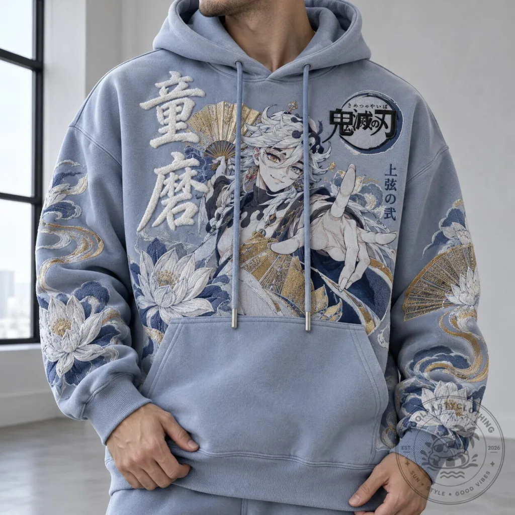 Demon Slayer Douma Embroidered Anime Graphic Hoodie Demon Slayer Douma Embroidered Anime Graphic Hoodie