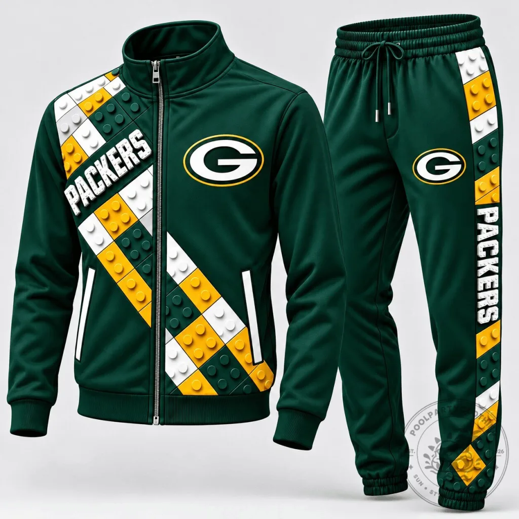 Green Bay Packers NFL Game Day Block Fusion Tracksuit Jacket and Pants Set Green Bay Packers NFL Game Day Block Fusion Tracksuit Jacket and Pants Set