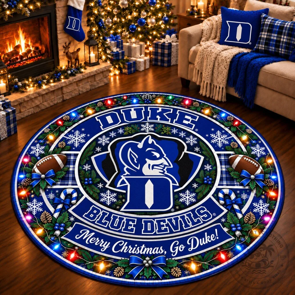 Duke Blue Devils Christmas Round Rug - Merry Christmas Holiday Decor Duke Blue Devils Christmas Round Rug - Merry Christmas Holiday Decor