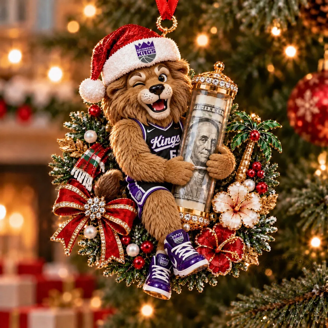 Sacramento Kings Basketball Slamson the Lion Christmas Tree Ornament