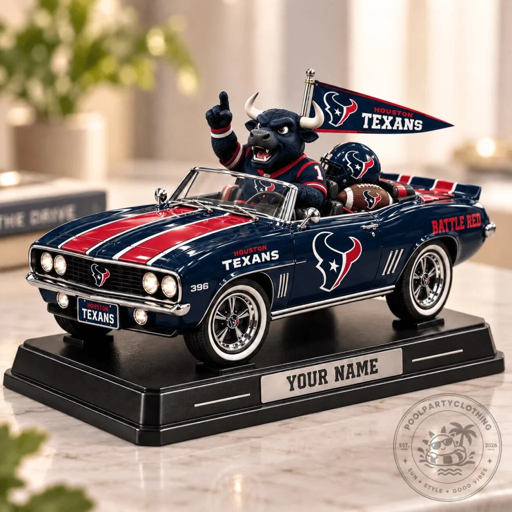 Houston Texans NFL Battle Red Custom Name Car Figurine Collectible Houston Texans NFL Battle Red Custom Name Car Figurine Collectible