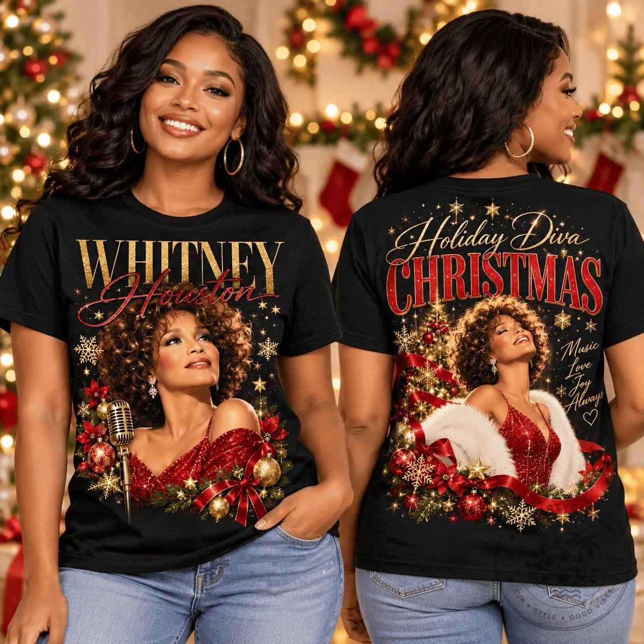 Christmas T-Shirt Celebrating Whitney Houston: Holiday Diva Music & Love Joy Always 5 Christmas T-Shirt Celebrating Whitney Houston: Holiday Diva Music & Love Joy Always