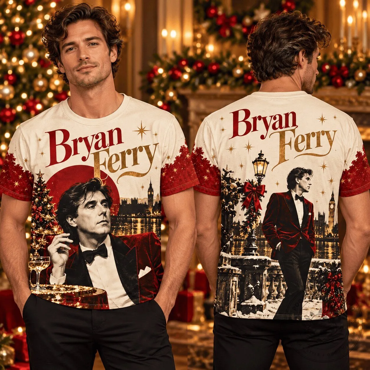 Bryan Ferry London Winter Evening Christmas Holiday T-Shirt 1 Bryan Ferry London Winter Evening Christmas Holiday T-Shirt