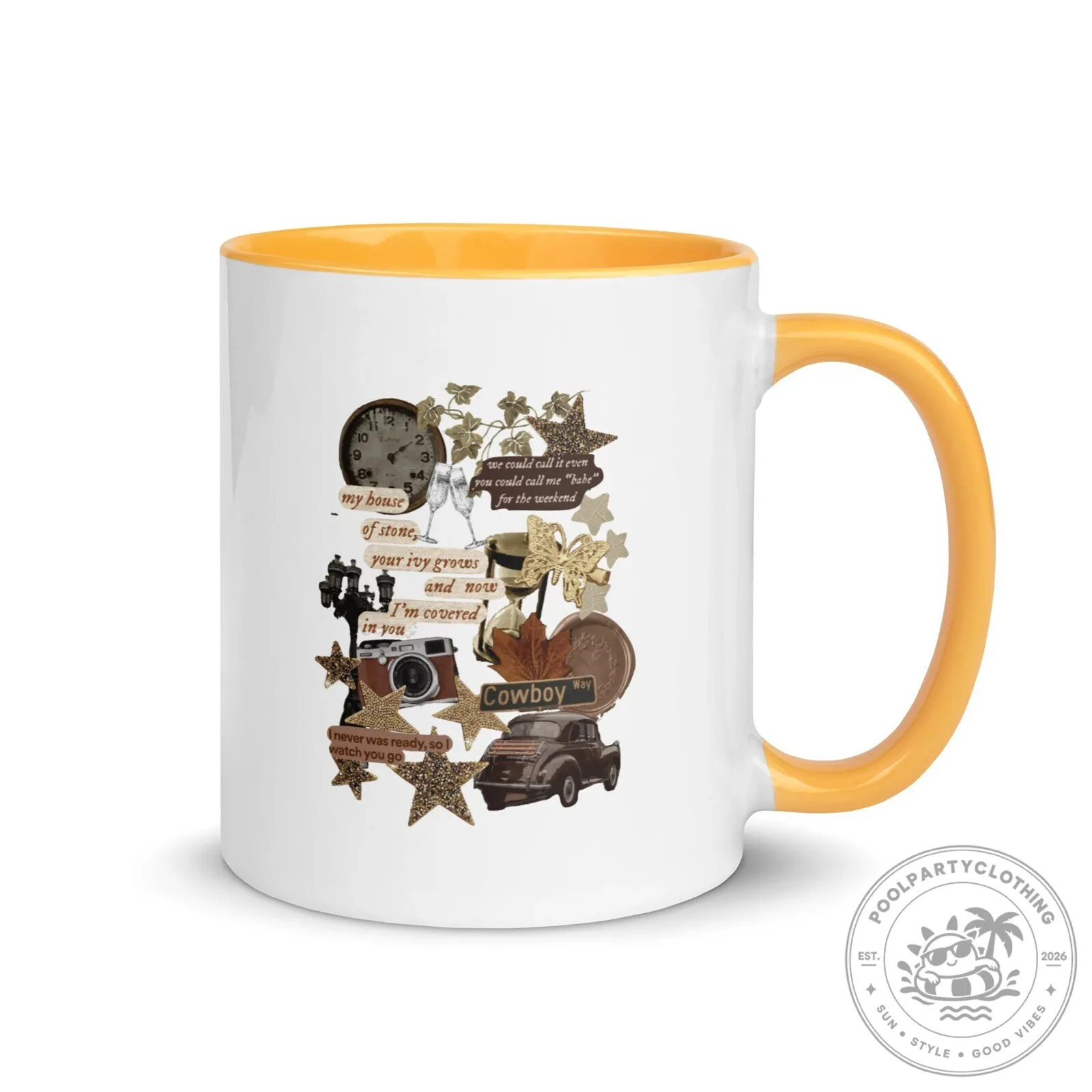 Vintage Cowboy Way Collage Aesthetic Gold Two-Tone Coffee Mug