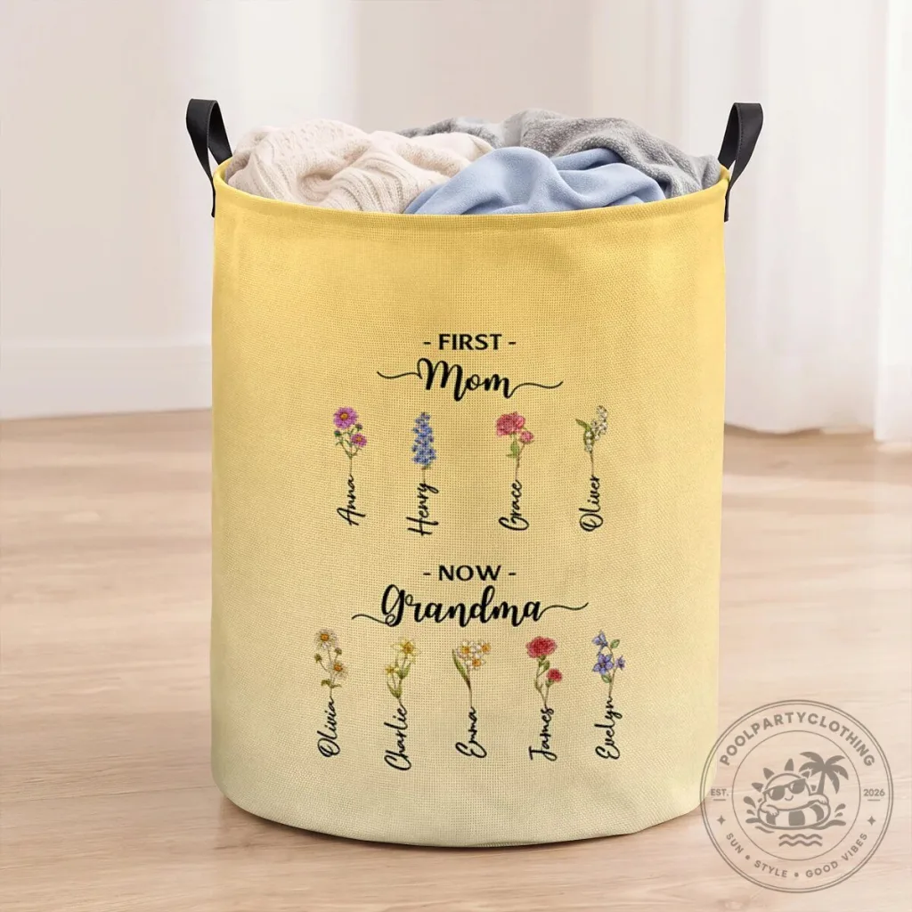 Personalized First Mom Now Grandma Birth Month Flower Storage Basket Personalized First Mom Now Grandma Birth Month Flower Storage Basket