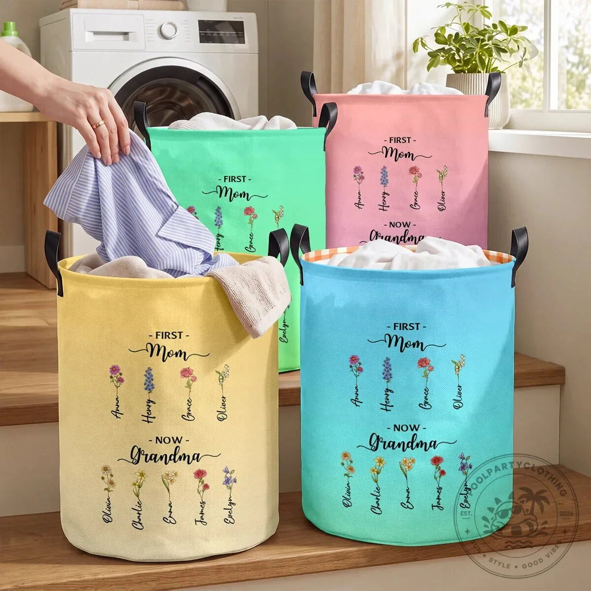 Personalized First Mom Now Grandma Birth Month Flower Storage Basket 7 Personalized First Mom Now Grandma Birth Month Flower Storage Basket