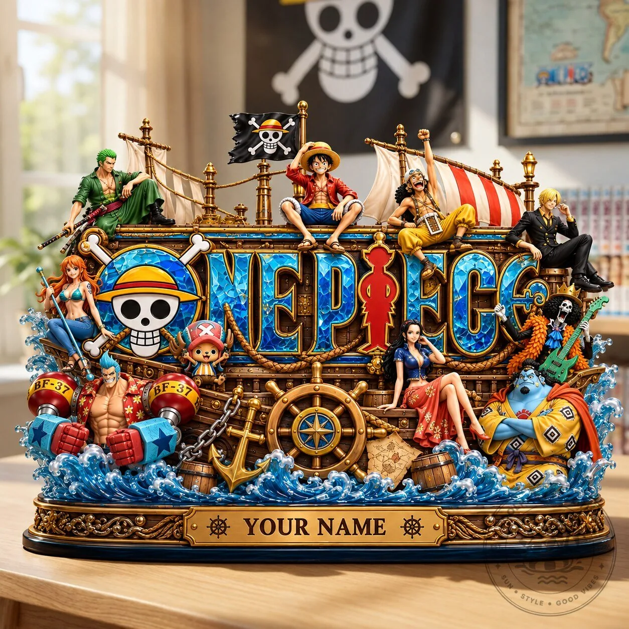 One Piece Anime Straw Hat Pirates Custom Name Plate Figurine
