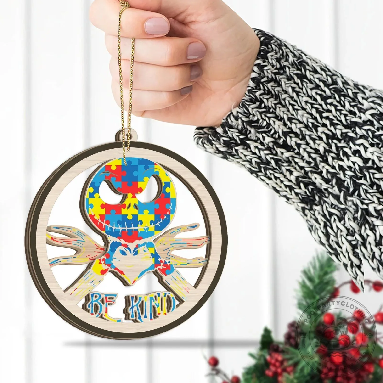 Autism Awareness Be Kind Puzzle Heart Christmas Ornament