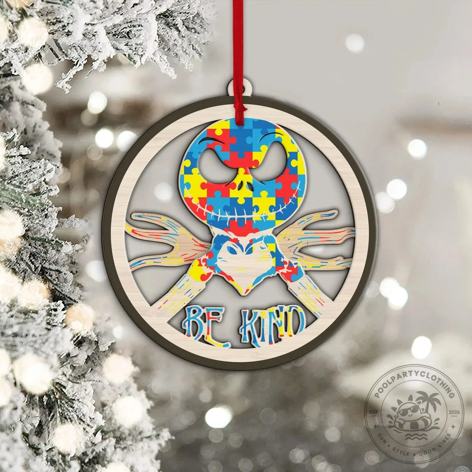 Autism Awareness Be Kind Puzzle Heart Christmas Ornament 13 Autism Awareness Be Kind Puzzle Heart Christmas Ornament