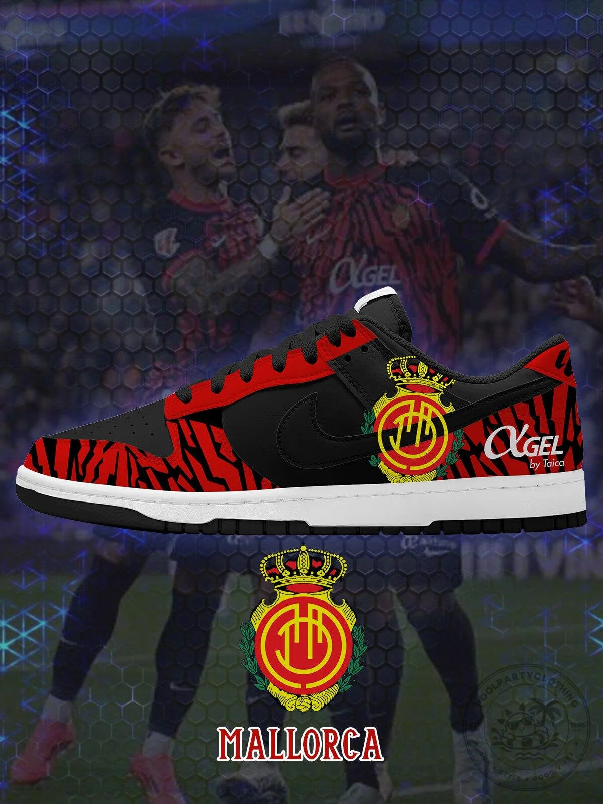 Mallorca Football Club Red and Black Patterned Custom Low Top Shoes 2 Mallorca Football Club Red and Black Patterned Custom Low Top Shoes