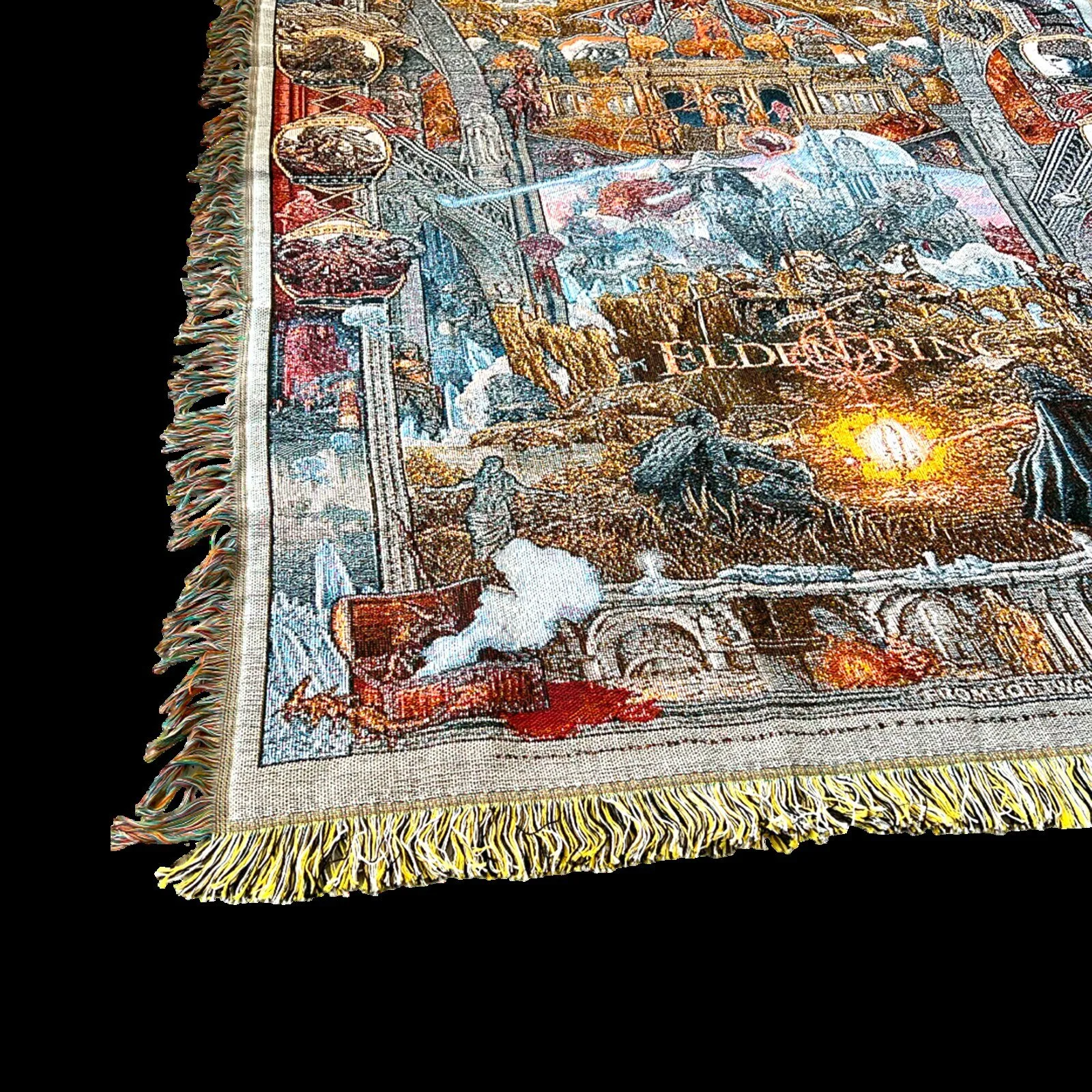 Elden Ring Video Game Fantasy Art Vintage Woven Throw Blanket with Fringes 3 Elden Ring Video Game Fantasy Art Vintage Woven Throw Blanket with Fringes