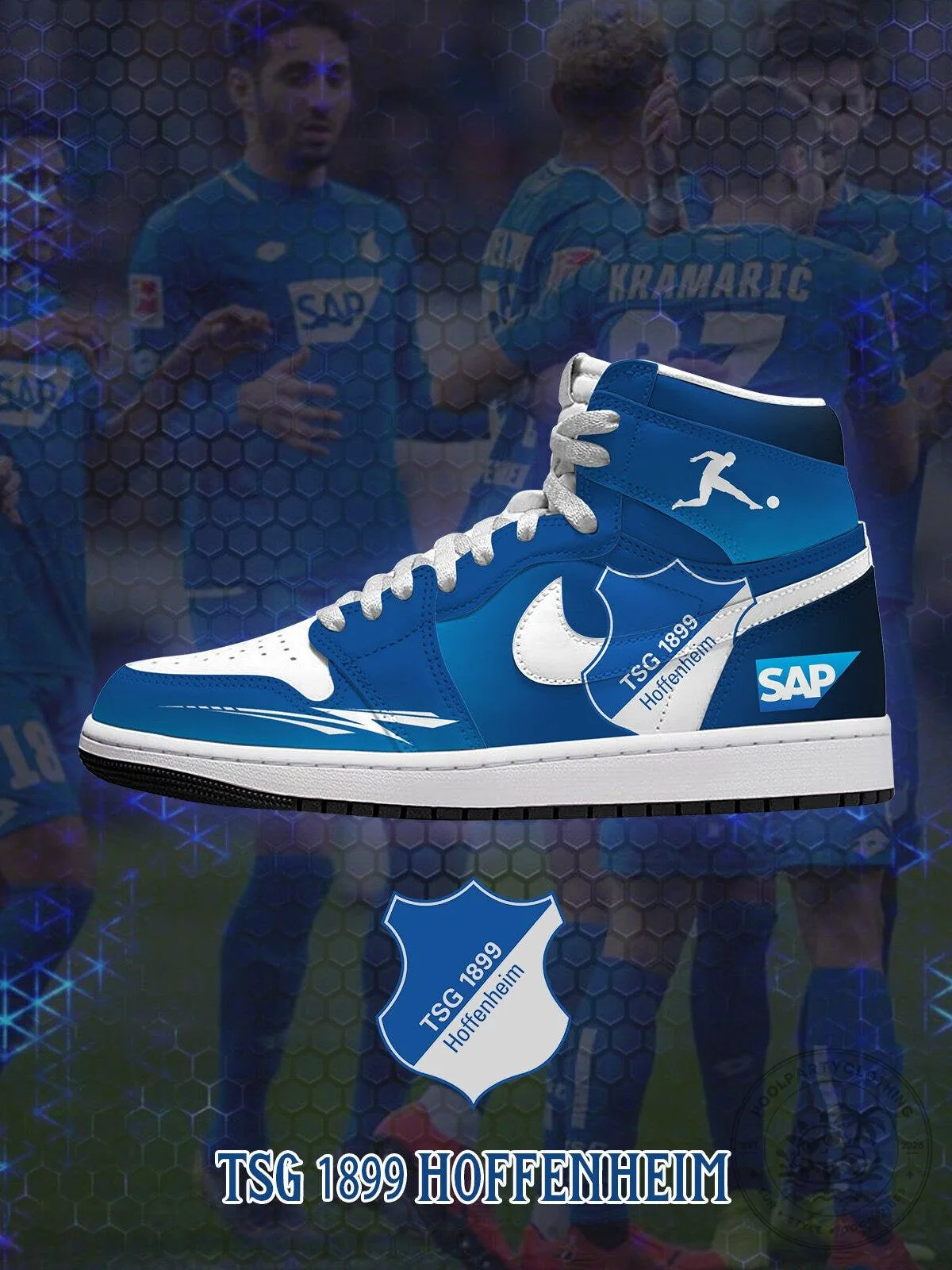 TSG 1899 Hoffenheim Football Club Blue and White High-Top Sneakers 1 TSG 1899 Hoffenheim Football Club Blue and White High-Top Sneakers