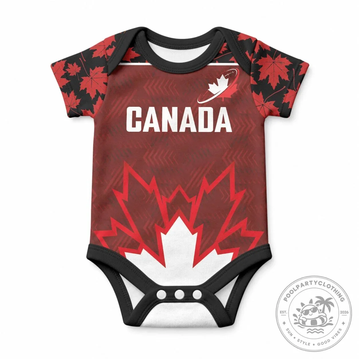 Canada Rugby Team Maple Leaf Infant Baby Bodysuit Romper 1 Canada Rugby Team Maple Leaf Infant Baby Bodysuit Romper