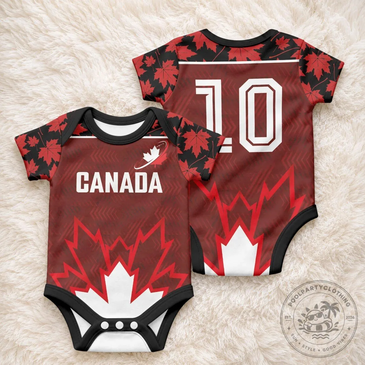 Canada Rugby Team Maple Leaf Infant Baby Bodysuit Romper 6 Canada Rugby Team Maple Leaf Infant Baby Bodysuit Romper