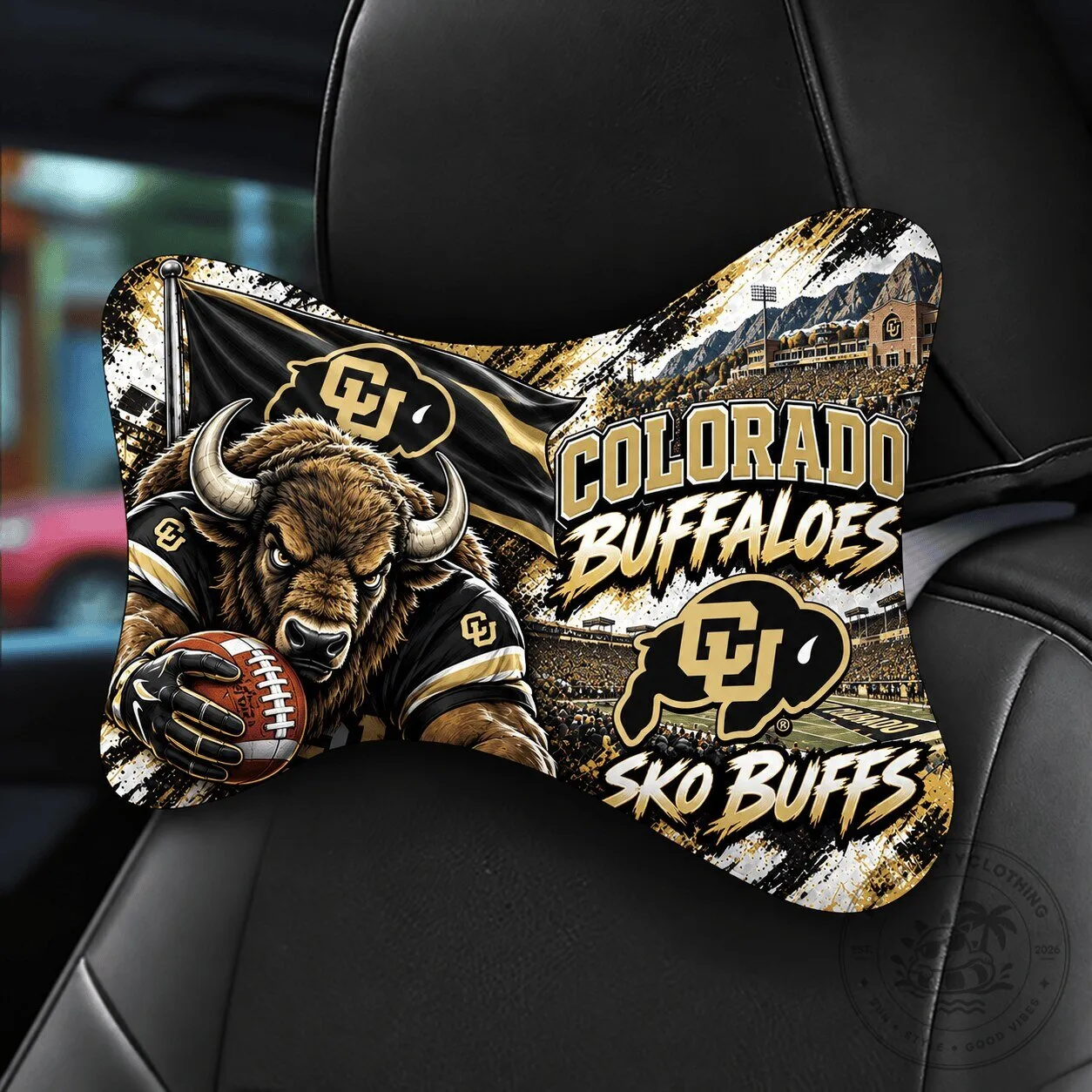Colorado Buffaloes Football Mascot Car Seat Headrest Neck Pillow Cushion